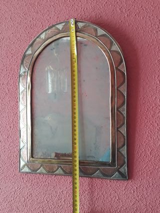Antiguo espejo artesanal latón y cobre