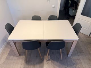 Mesa Comedor Blanca Brillo Extensible