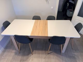 Mesa Comedor Blanca Brillo Extensible