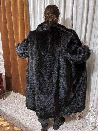 Abrigo largo piel negro Talla L