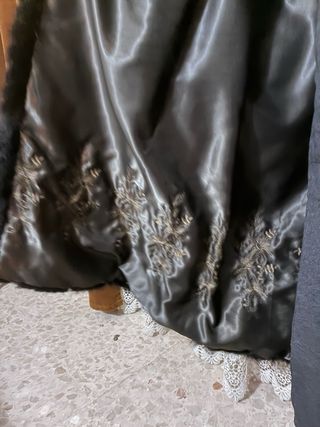 Abrigo largo piel negro Talla L