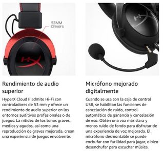 Cascos Gaming HyperX PC/PS4 Negro/Rojo