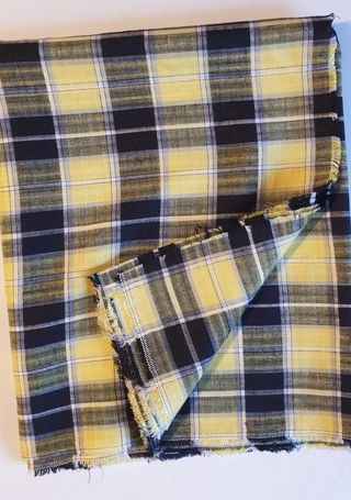 Taglio tessuto quadretti misto lino