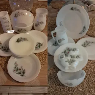 Vajilla Arcopal Margaritas Vidrio opalino blanco