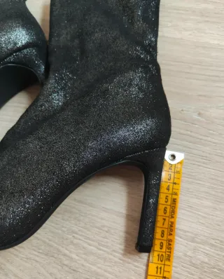 Botines NUEVOS negros tacón fiesta noche purpurina