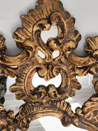 ESPEJO BARROCO MADERA TALLADA POLICROMADA LUIS XV