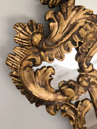 ESPEJO BARROCO MADERA TALLADA POLICROMADA LUIS XV