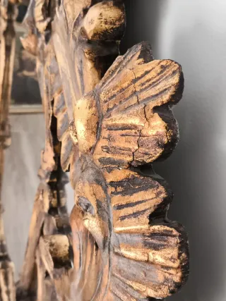 ESPEJO BARROCO MADERA TALLADA POLICROMADA LUIS XV