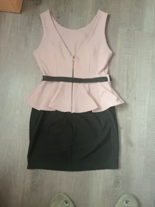 Vestido fiesta corto salmón/negro Talla M