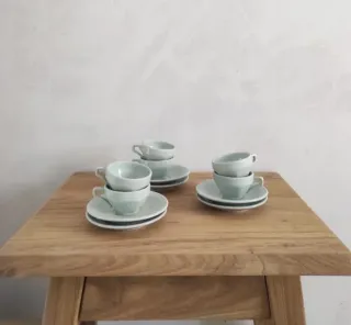 Juego de tazas retro vintage verde mint