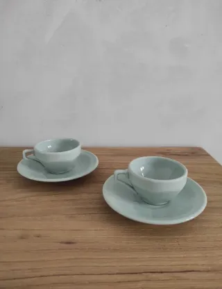 Juego de tazas retro vintage verde mint