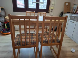 Mesa comedor extensible madera +6 sillas