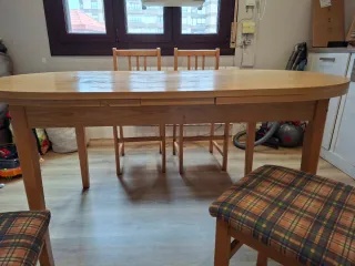Mesa comedor extensible madera +6 sillas