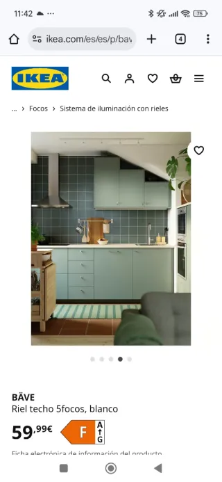 Lámpara Techo Ikea 5 Focos Modelo Bäve