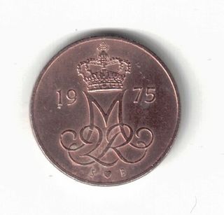 Moneta, Danimarca, 5 Ore, Margherita II, del 1975