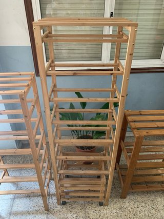 3 Estanterías zapatero de madera y tela