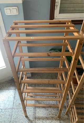 3 Estanterías zapatero de madera y tela