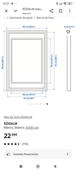 Cuadro marco fotos blanco madera Ikea