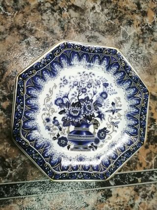 Prato Vintage Japonês Azul e Branco