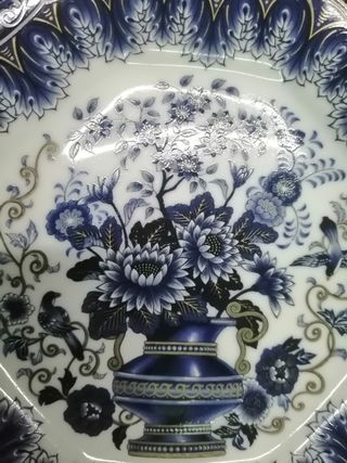 Prato Vintage Japonês Azul e Branco