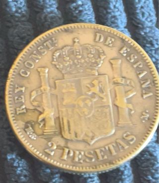 Moneda Antigua Plata 2 Pesetas 1883