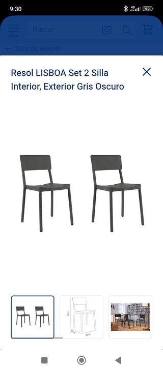 Sillas de exterior Sklum metal y madera