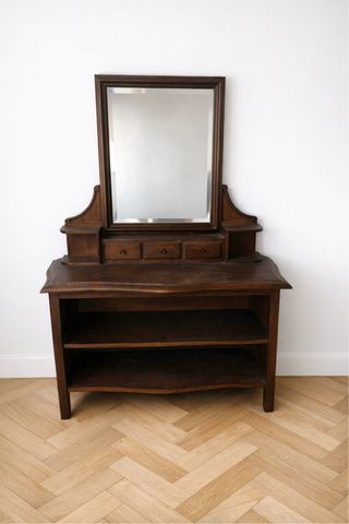 Tocador antiguo madera maciza con espejo