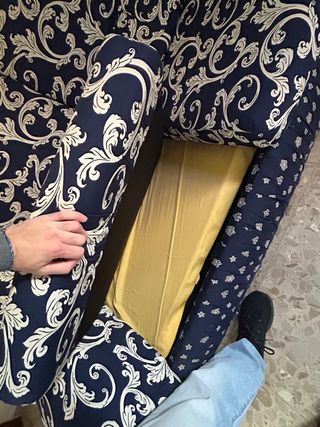 Sofá Cama Tela Azul y Blanco