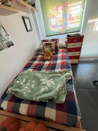 Cama nido juvenil con cajones y mueble con cajones