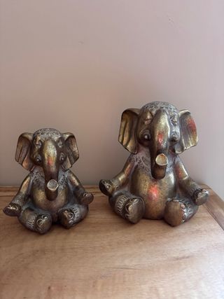 Set 2 Elefantes Mandalas Bronce