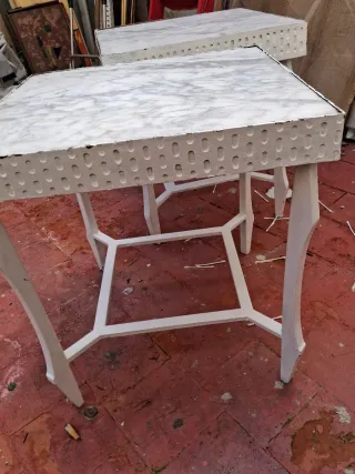 Tavolette da giardino in ferro battuto e marmo