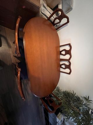 URGE Mesa comedor y 6 sillas madera vintage