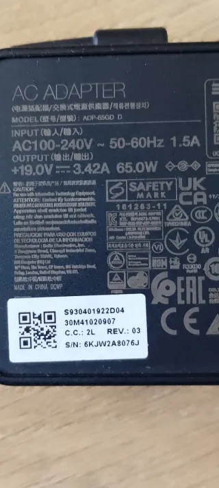 Cargador MSI para portátil ADP65-GD