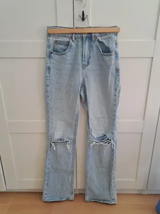 Pantalones Flare Azules Stradivarius Rotos