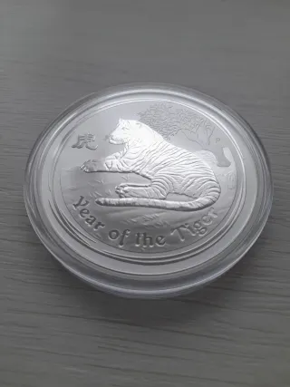 Moneda Plata 2 Oz Lunar Tigre 2010