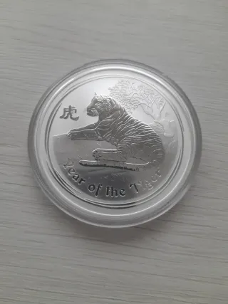 Moneda Plata 2 Oz Lunar Tigre 2010