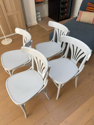 4 Sillas Tonet antiguas Madera lacadas gris claro