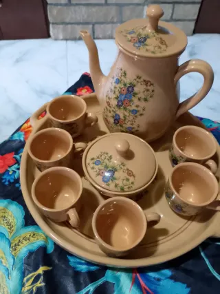 Set caffè ceramica decorato floreale