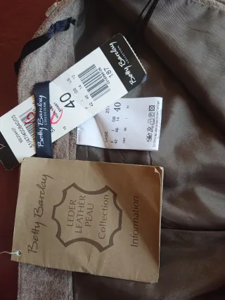 Pantalon piel vuelta ante verde oliva T L 40