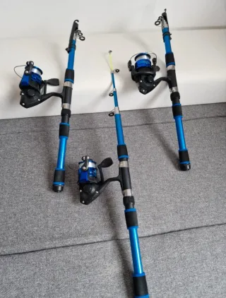 Lote de 3 equipos completos de pesca.