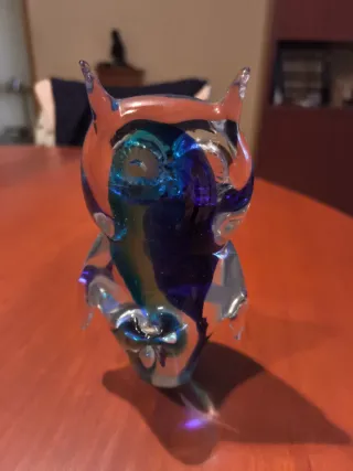 Búho Murano Cristal Azul
