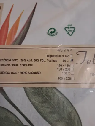 Toalha de Mesa 90x90/160