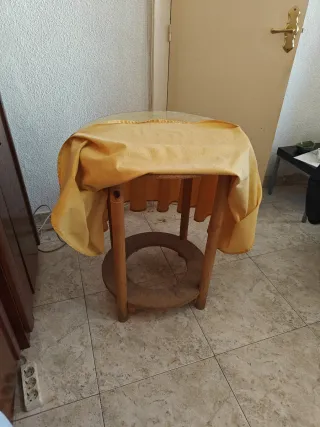 Mesa camilla redonda 60cm cristal y tela