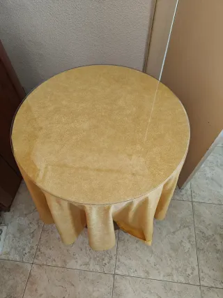 Mesa camilla redonda 60cm cristal y tela