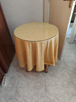 Mesa camilla redonda 60cm cristal y tela