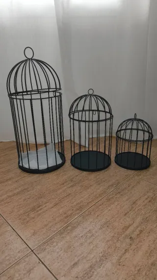3 Jaulas Decorativas de Metal Negras