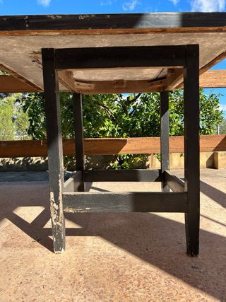 Mesa exterior mármol y madera