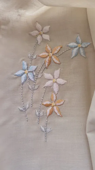 Sábana bordada encaje guipur c135 y funda almohada