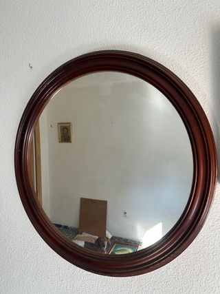 Espejo redondo marco madera