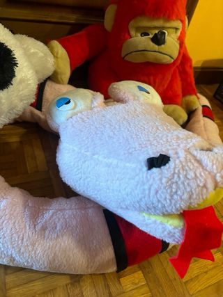 Lote peluches: mono, perro,serpiente de 2m..